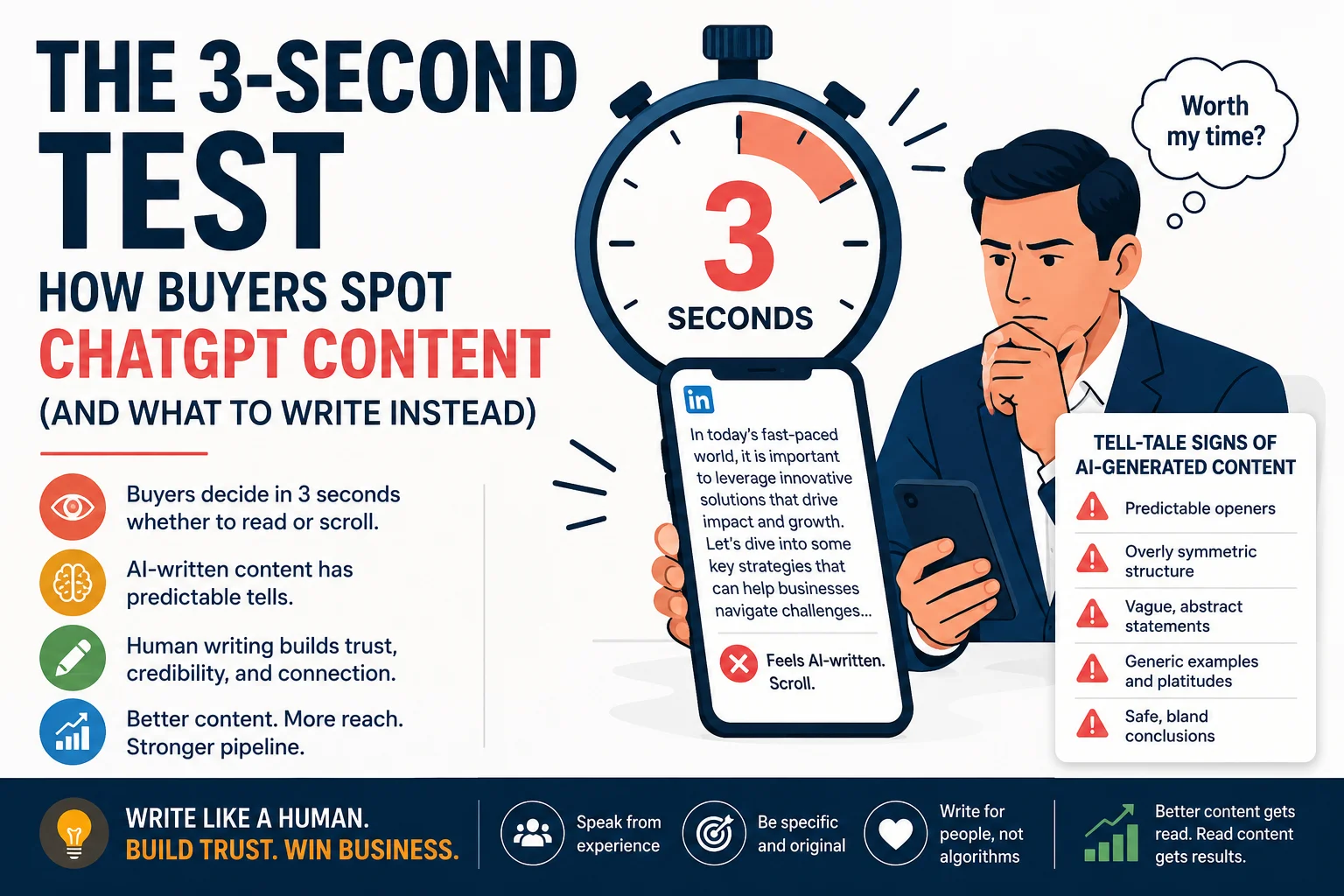 The 3-Second Test: How Buyers Spot ChatGPT Content (and What to Write Instead)